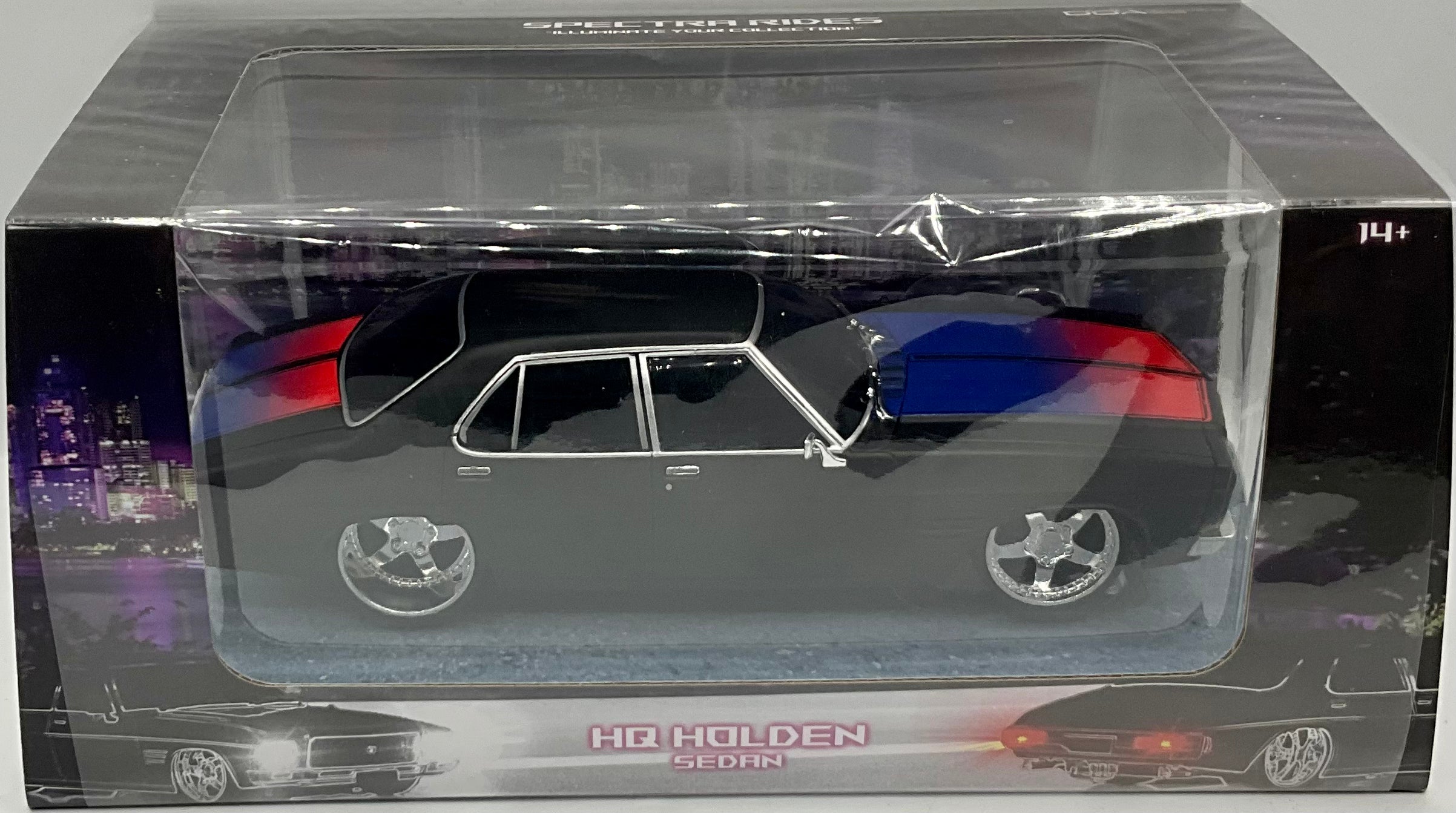 1:24 HQ MONARO MATTE BLACK/RED/BLUE LIGHT UP TAIL LIGHT HEADLIGHTS (PLASTIC MODEL)